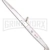 A.G.A. Campolin 9" Sicilian Ring Pull White Pearlex Automatic Knife - Bayonet -AKC Knife Shop aga campolin sicilian ring pull white pearlex large