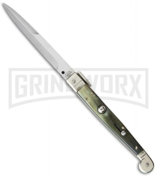 A.G.A. Campolin 9" Sicilian Brazilian Horn Picklock Automatic Knife - Bayonet -AKC Knife Shop aga sicilian braz pick cm large