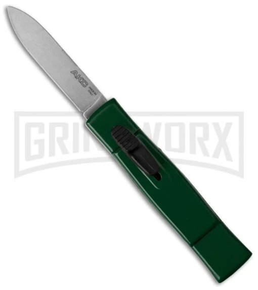 AKC Minion Concord Dark Green OTF Automatic Knife - Satin Plain -AKC Knife Shop akc 077 otf dark green satin cm large