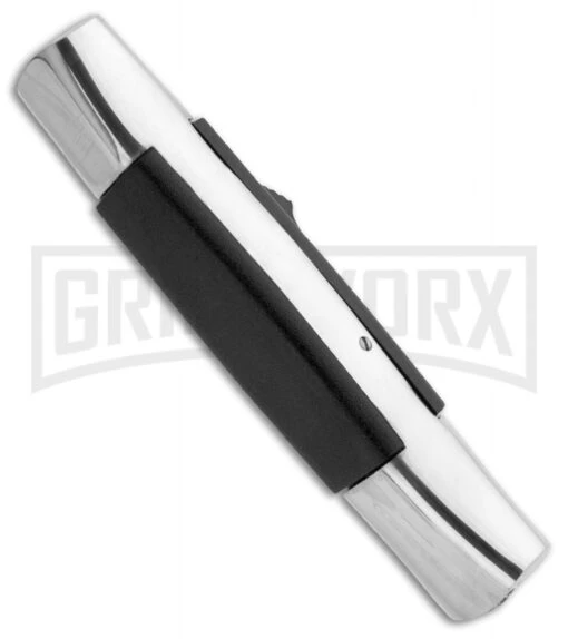 AKC 077 Concord Polish/Black OTF Automatic Knife - Dagger Satin Plain -AKC Knife Shop akc 3 sinatra silver dagger side large