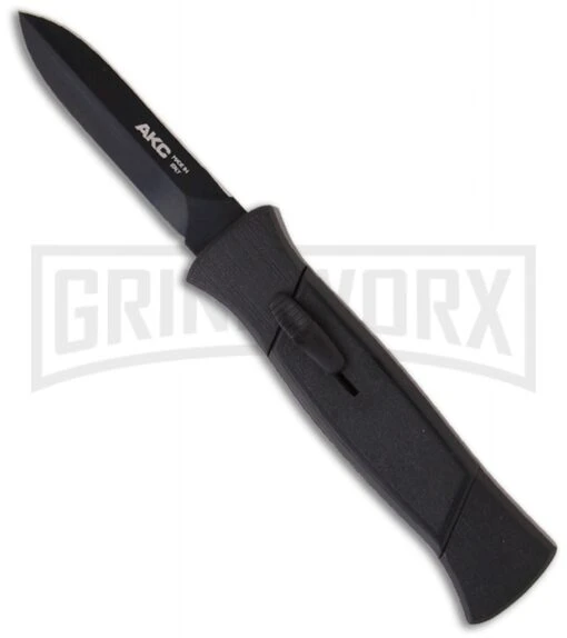 AKC 777 Blackfinger Tactical Black OTF Automatic Knife - Dagger Black Plain -AKC Knife Shop akc 777 blackfinger tactical large