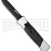 AKC 777 Blackfinger Brushed Aluminum OTF Automatic Knife - Black Plain -AKC Knife Shop akc 777 flat black large