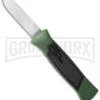 AKC 777 Blackfinger Green/Black OTF Automatic Knife - Flat Grind Satin Plain -AKC Knife Shop akc 777 green satin flat BHQ 34856 jr large