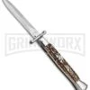 AKC 9" Italian Stiletto Swinguard Stag Automatic Knife - Dagger -AKC Knife Shop akc 9 swing dagger stag large