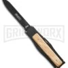 AKC Gravit-E Black/Wood Manual OTF Knife - Black Plain -AKC Knife Shop akc black natural black large