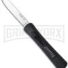 AKC Concord Black OTF Automatic Knife - Flat Grind Satin Plain -AKC Knife Shop akc concord black silver flat large