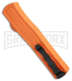 AKC F-20 Orange D/A OTF Dagger Automatic Knife - Satin Plain -AKC Knife Shop akc f 20 da otf auto black Orange aluminum Satin dagger BHQ 177350 jr side large