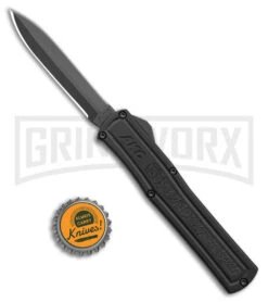 AKC F-20 Black D/A OTF Automatic Knife - Dagger Black Plain -AKC Knife Shop akc f 20 da otf auto black aluminum black dagger BHQ 177898 jr bottlecap large