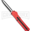 AKC F-20 Red D/A OTF Automatic Knife - Two Tone Plain -AKC Knife Shop akc f 20 da otf auto black red aluminum tt dagger BHQ 177264 jr large