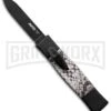 AKC Minion Concord Snake Skin OTF Automatic Knife - Flat Grind Black Plain -AKC Knife Shop akc mini concord black snake large