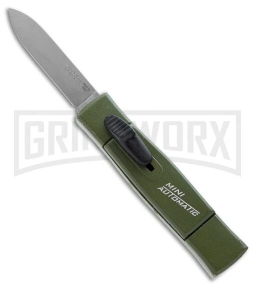 AKC Minion Concord Green OTF Automatic Knife - Flat Grind Polish Plain -AKC Knife Shop akc minion NATO flat large