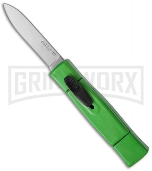 AKC Minion Concord Green OTF Automatic Knife - Satin Plain -AKC Knife Shop akc minion satin flat lime green BHQ dl large