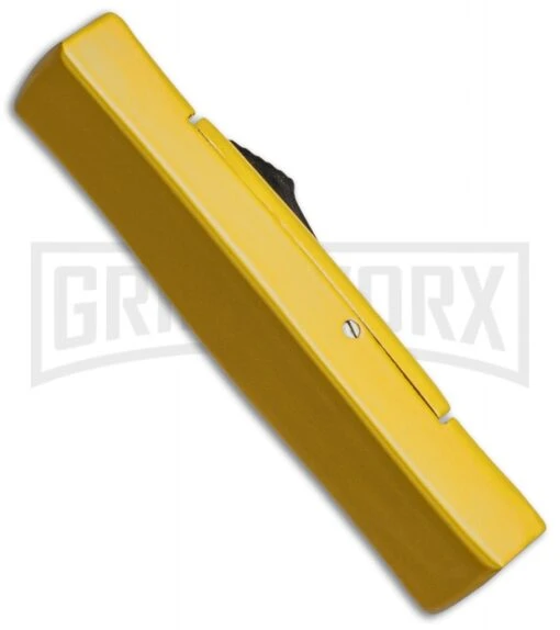 AKC Minion Concord Yellow OTF Automatic Knife - Satin Plain -AKC Knife Shop akc minion satin flat yellow BHQ 36365 dl side large