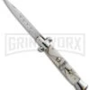 9" Anomaly Stiletto White Marble Automatic Knife - Bayonet -AKC Knife Shop anomaly stiletto a155bl white marble large