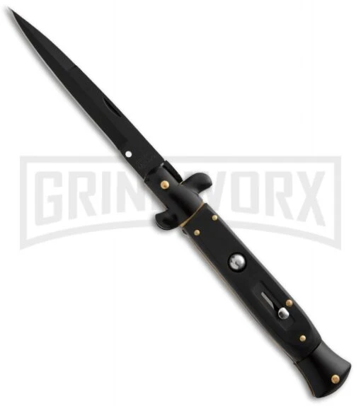 9" Anomaly Stiletto Tactical Black Automatic Knife - Bayonet -AKC Knife Shop anomaly stiletto a155kbbk black auto large