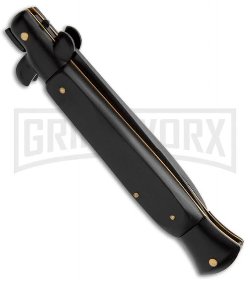 9" Anomaly Stiletto Tactical Black Automatic Knife - Bayonet -AKC Knife Shop anomaly stiletto a155kbbk black auto side large