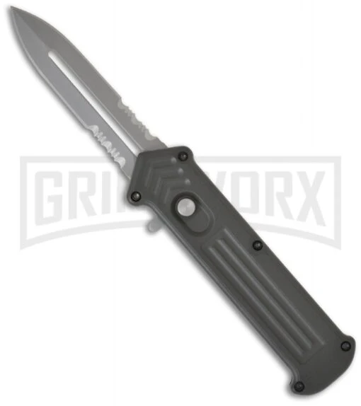 Gray Arrow OTF Joker Automatic Knife Cupid Clone - Bead Blast Serr -AKC Knife Shop arrow otf automatic knife gray large