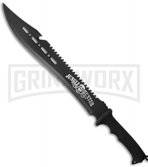 United Cutlery Black Legion Jungle Hunter Machete Fixed Blade Knife - Black Plain -AKC Knife Shop blade play fixed bv124 cm large