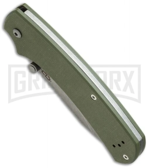 Boker Plus CLB XS Olive Green G-10 Folding Knife - Bead Blast Plain -AKC Knife Shop boker 01bo538 bottom cm large