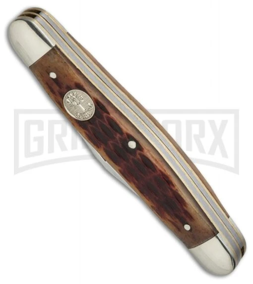 Boker Medium Stockman Jigged Brown Bone Pocket Knife -AKC Knife Shop boker 110727 bottom cm large