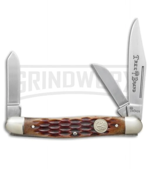 Boker Medium Stockman Jigged Brown Bone Pocket Knife -AKC Knife Shop boker 110727 cm large