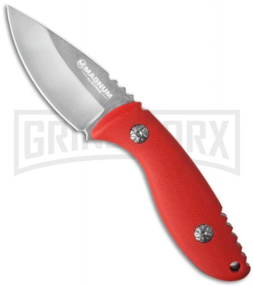 Boker Magnum Lil Red Fixed Blade Knife - Satin Plain -AKC Knife Shop boker magnum 02sc214 large