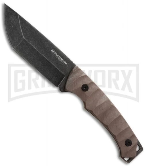 Boker Magnum Breacher Brown G-10 Fixed Blade - Smokewash Plain -AKC Knife Shop boker magnum breacher fixed smokewash 02mb540 large