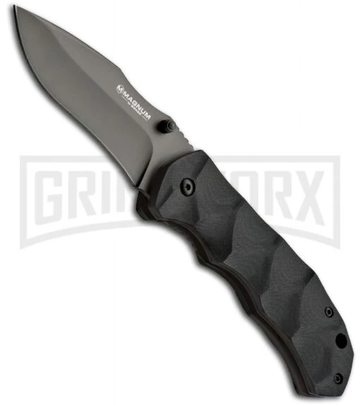 Boker Magnum Recurve Flash Folding Knife - Gray Plain -AKC Knife Shop boker magnum recurve flash 01gl109 large