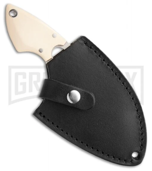 Boker Plus SanYouGo White Fixed Blade Knife - Satin Plain -AKC Knife Shop boker plus sanyougo white micarta 03bo052 sheath large