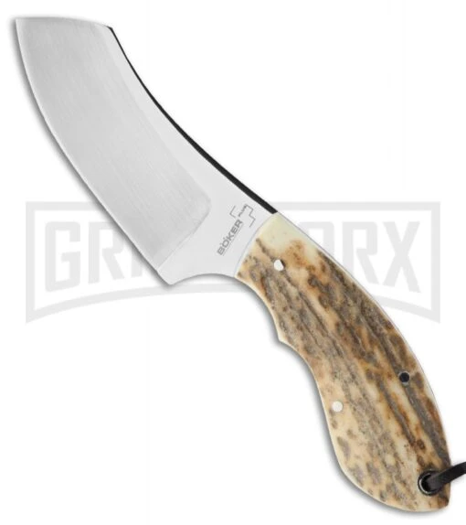 Boker VoxKnives Rhino Stag Fixed Blade Knife - Satin Plain -AKC Knife Shop boker voxknives rhino stag 02bo269 large