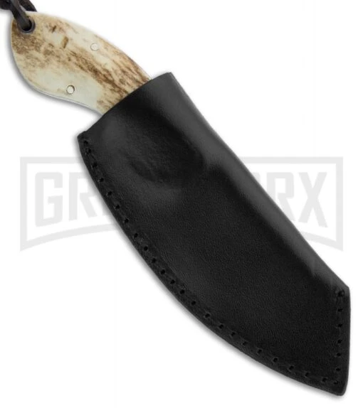 Boker VoxKnives Rhino Stag Fixed Blade Knife - Satin Plain -AKC Knife Shop boker voxknives rhino stag 02bo269 sheath large