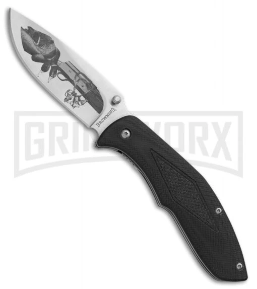 Browning Auto-5 Black FRN Manual Folding Knife - Satin Plain -AKC Knife Shop browning auto 5 manual black frn satin BP 30194 jr large