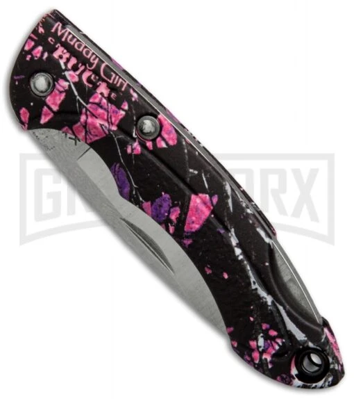 Buck Knives Buck Nano Bantam Pink Muddy Girl Camo Folding Knife - Satin Plain -AKC Knife Shop buck nano bantam pink muddy girl 0283cms31 b BHQ 35347 er spine large