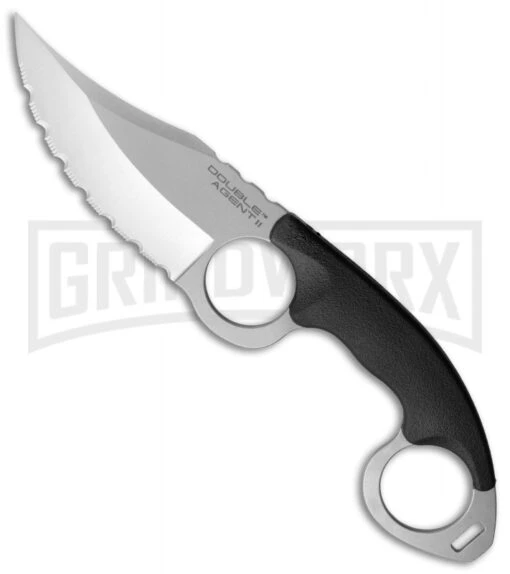 Cold Steel Double Agent II Fixed Blade Knife - Satin Serr -AKC Knife Shop cold steel double agent II large