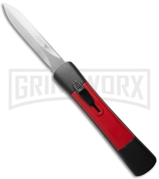 AKC Concord Black/Red OTF Automatic Knife - Dagger Satin Plain -AKC Knife Shop concord black red insert polished d large