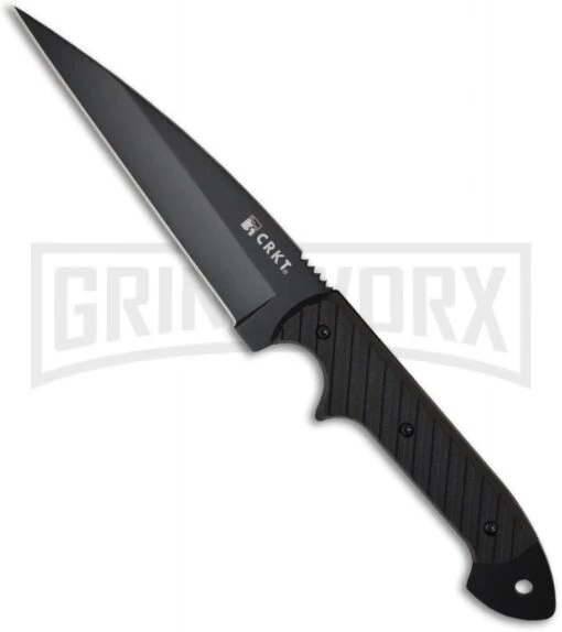 CRKT Crawford/Kasper Dragon Fixed Blade Knife - Black Plain -AKC Knife Shop crkt 2010kn ck dragon large