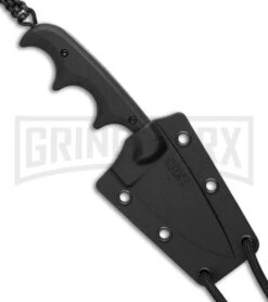 CRKT Folts Minimalist Drop Point Neck Knife - Stonewash Black Plain -AKC Knife Shop crkt 2384k sheath cm large 1