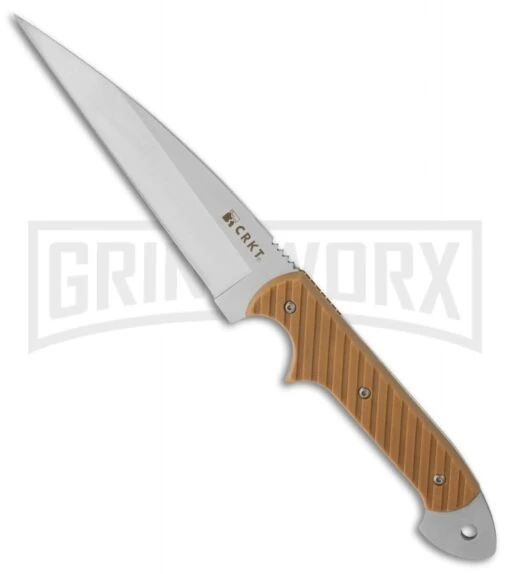 CRKT C/K Dragon Desert Tan Fixed Blade Knife - Satin Plain -AKC Knife Shop crkt fixed 2010d c k dragon large