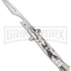 Frank B 8.5" Stiletto White Marble Automatic Bottle Opener -AKC Knife Shop frank b bottle opener 9in white marble large