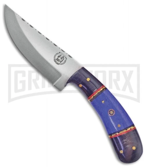 Frost Cutlery Chipaway Buck Hunter Blue Bone Fixed Blade Knife - Satin Plain -AKC Knife Shop frost cutlery chipaway buck hunter blue bone BP 25651 jr large