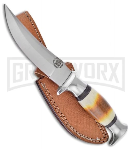 Frost Cutlery Chipaway Coyote Hunter Torched Bone Fixed Blade Knife -Satin Plain -AKC Knife Shop frost cutlery chipaway coyote hunter torched bone BP 25652 jr large