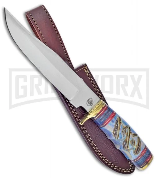 Frost Cutlery Chipaway Eagle Hunter Bowie Bone Fixed Blade Knife - Satin Plain -AKC Knife Shop frost cutlery chipaway eagle hunter bowie bone satin BHQ 89251 jr large