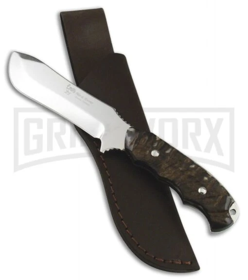 Frost Cutlery Hen & Rooster Rammed Bowie Ram's Horn Fixed Blade Knife - Satin -AKC Knife Shop frost cutlery hen and rooster rammed bowie rams horn satin BP 28137 jr large