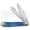 Frost Cutlery Ocoee River Trapper Blue Jigged Bone Pocket Knife -AKC Knife Shop frost cutlery ocoee river trapper blue jig bone BP 25744 jr large