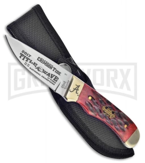 Frost Cutlery Steel Warrior Alabama 17 Champ Red Bone Fixed Blade Knife - Mirror -AKC Knife Shop frost cutlery steel warrior alabama 17 champ red bonemirror BP 27654 jr large