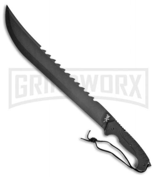 Frost Cutlery Tac Xtreme Slit Black Rubber Trailing Point Machete - Black -AKC Knife Shop frost cutlery tac xtreme slit trailing point machete black rubber black BP 26880 jr large