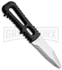 Gerber River Shorty Black Plastic Fixed Blade Dive Knife - Satin Serr -AKC Knife Shop gerber 30 000967n river shorty black back large