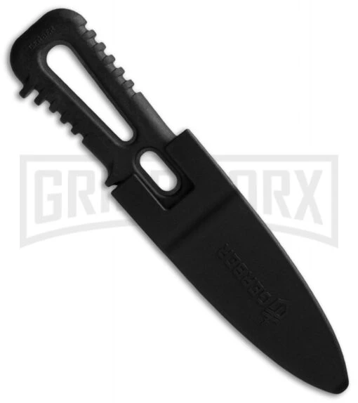 Gerber River Shorty Black Plastic Fixed Blade Dive Knife - Satin Serr -AKC Knife Shop gerber 30 000967n river shorty black sheath large