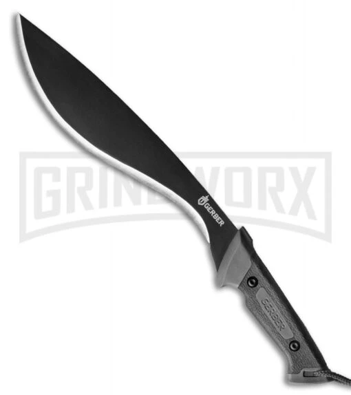 Gerber Gator Kukri Machete - Black Plain -AKC Knife Shop gerber fixed gator kukri machete black 31 002074 large