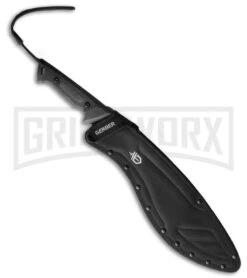 Gerber Gator Kukri Machete - Black Plain -AKC Knife Shop gerber fixed gator kukri machete black 31 002074 sheath large